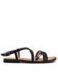 Flat sandals in a material mix for women