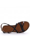 Flat sandals in a material mix for women