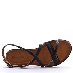 Flat sandals in a material mix for women