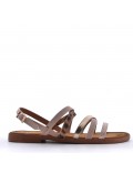 Flat sandals in a material mix for women