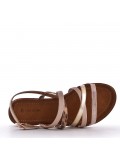 Flat sandals in a material mix for women