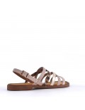 Flat sandals in a material mix for women