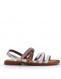 Flat sandals in a material mix for women