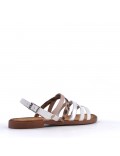 Flat sandals in a material mix for women