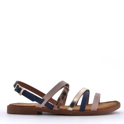 Flat sandals in a material mix for women