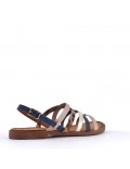 Flat sandals in a material mix for women