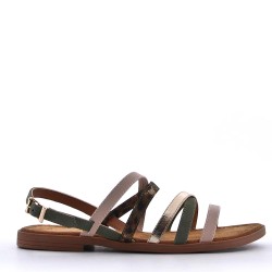 Flat sandals in a material mix for women