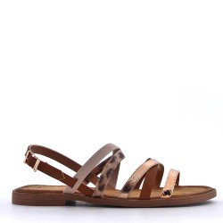 Flat sandals in a material mix for women