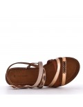 Flat sandals in a material mix for women