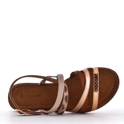 Flat sandals in a material mix for women