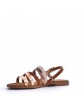 Flat sandals in a material mix for women