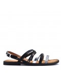 Flat sandals in a material mix for women