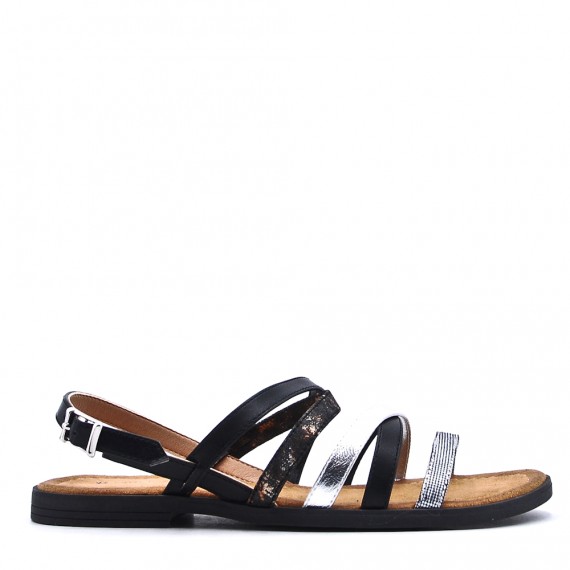 Flat sandals in a material mix for women