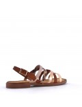 Flat sandals in a material mix for women