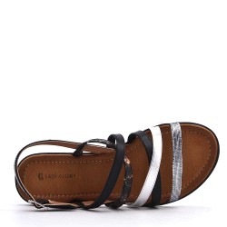 Flat sandals in a material mix for women