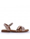 Flat sandals in a material mix for women