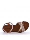 Flat sandals in a material mix for women