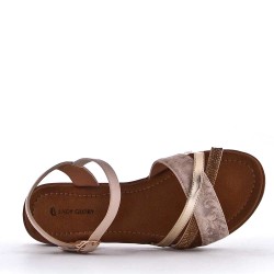 Flat sandals in a material mix for women