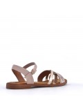 Flat sandals in a material mix for women