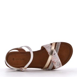 Flat sandals in a material mix for women