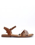 Flat sandals in a material mix for women