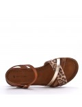 Flat sandals in a material mix for women