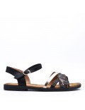 Flat sandals in a material mix for women