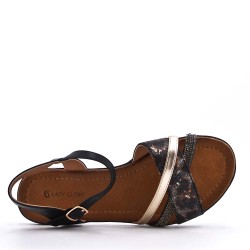 Flat sandals in a material mix for women