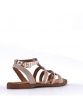 Flat sandals in a material mix for women