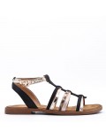 Flat sandals in a material mix for women