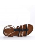 Flat sandals in a material mix for women