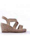 Mixed material wedge sandal