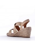 Mixed material wedge sandal