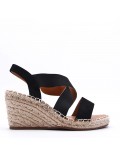 Mixed material wedge sandal