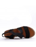 Mixed material wedge sandal