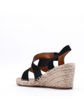 Mixed material wedge sandal