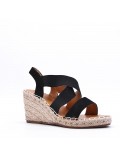 Mixed material wedge sandal