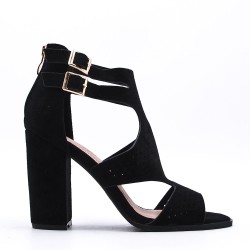 Faux suede heeled sandal for women