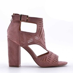 Faux suede heeled sandal for women