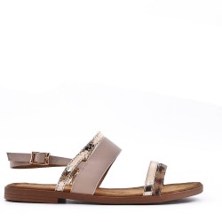 Flat sandals in a material mix for women