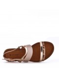 Flat sandals in a material mix for women