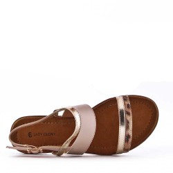 Flat sandals in a material mix for women