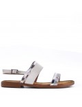 Flat sandals in a material mix for women