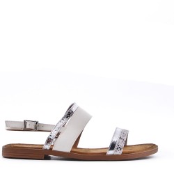 Flat sandals in a material mix for women