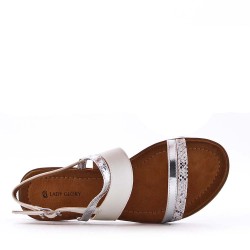 Flat sandals in a material mix for women