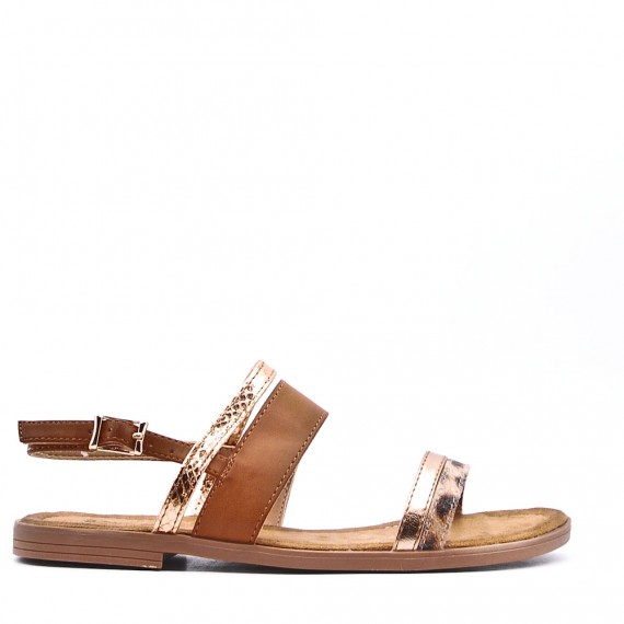 Flat sandals in a material mix for women