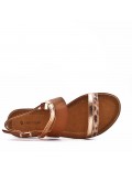 Flat sandals in a material mix for women