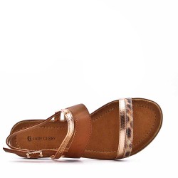 Flat sandals in a material mix for women