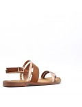 Flat sandals in a material mix for women