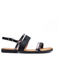 Flat sandals in a material mix for women